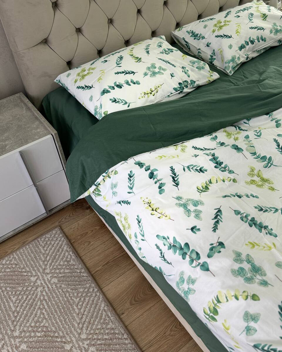 Premium Ranforce Cotton Bedding Set – Green Eucalyptus