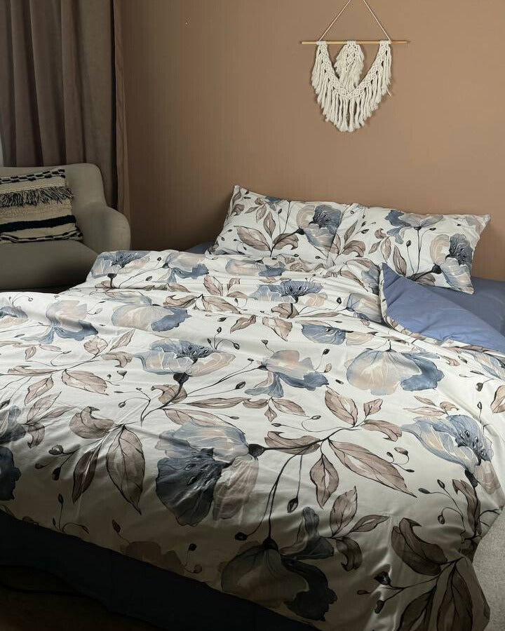 Premium Ranforce Cotton Bedding Set – Blue Garden
