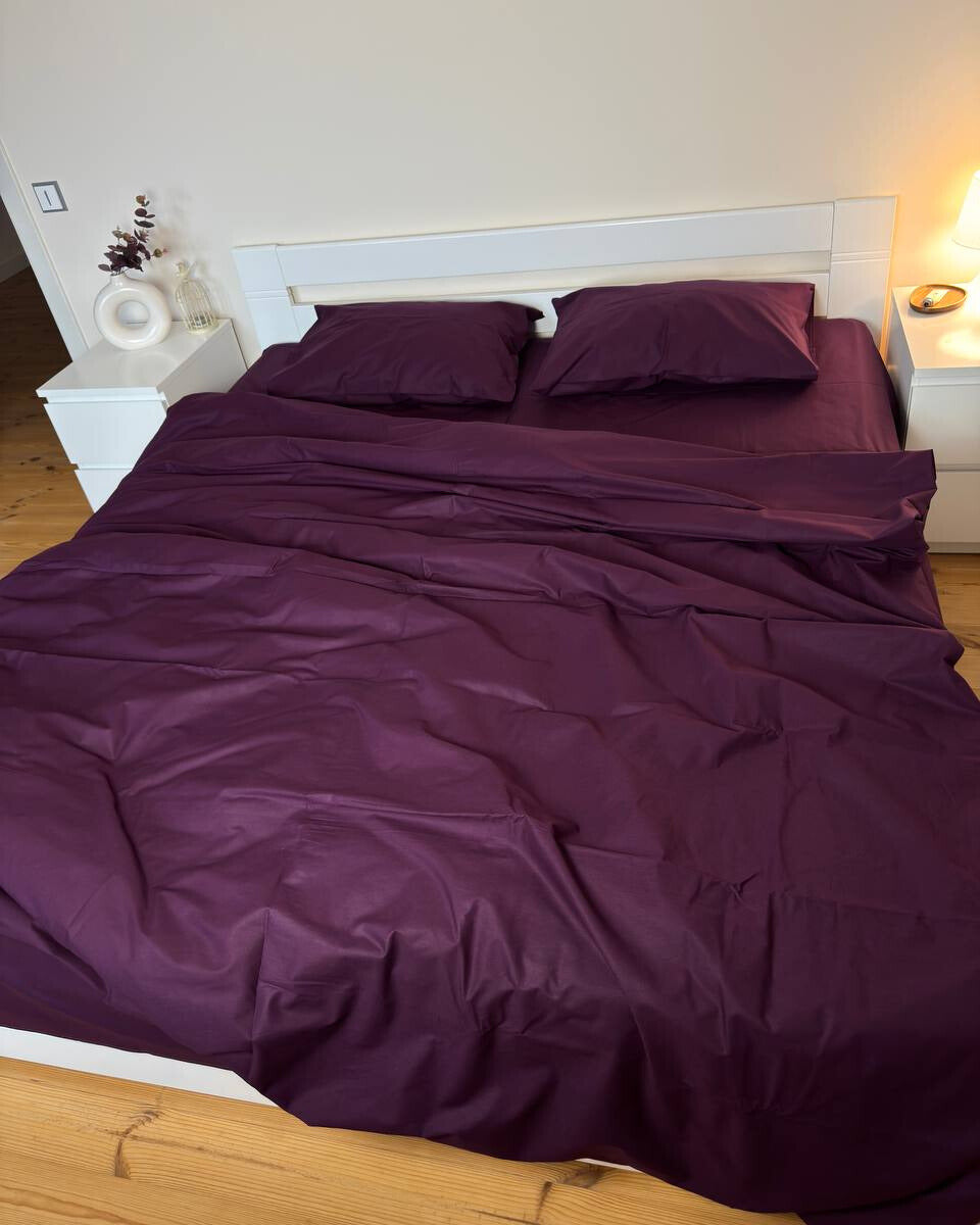 Ranforce Cotton Bedding Set – Deep Plum Elegance