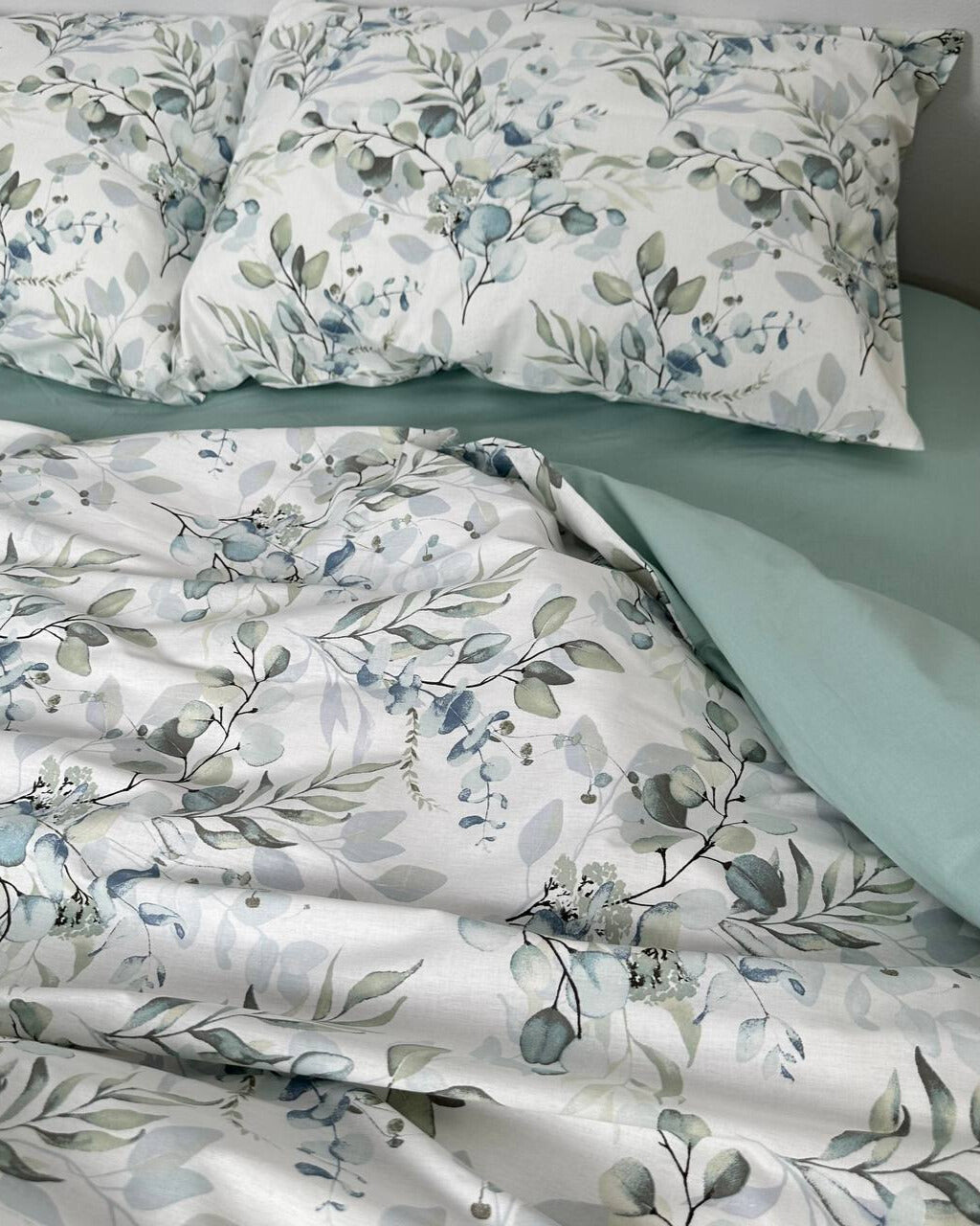 Premium Ranforce Cotton Bedding Set – Misty Eucalyptus