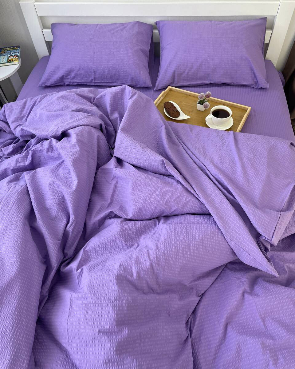 Premium Seersucker Cotton Bedding Set – Lavender Dream