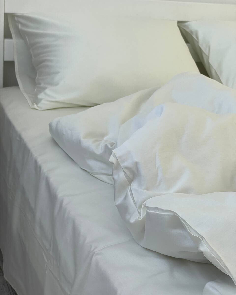 Luxury Cotton Sateen Bedding Set – Pure White