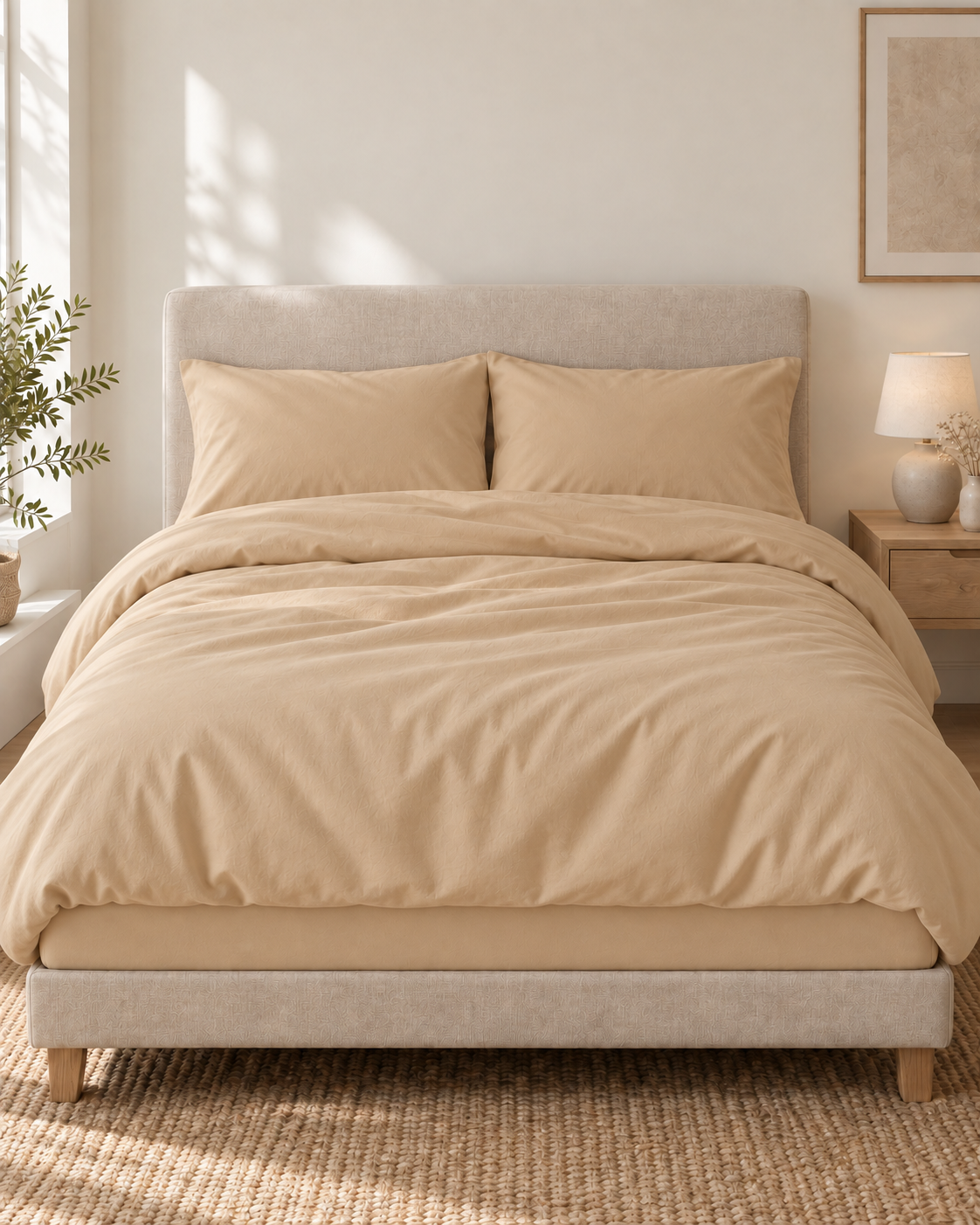 Pure Brushed Cotton Warm Beige bedding