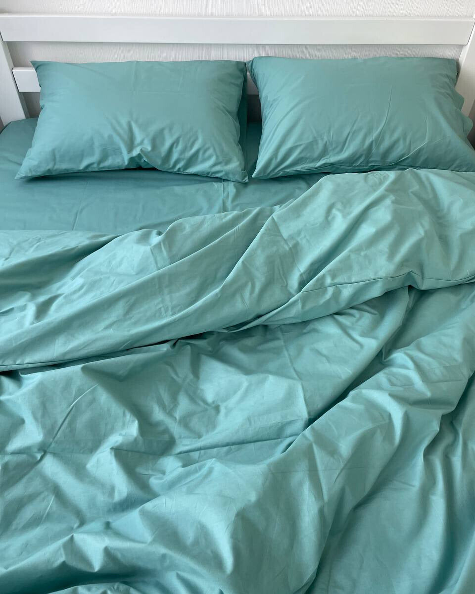 Premium Ranforce Cotton Bedding Set – Aqua Calm