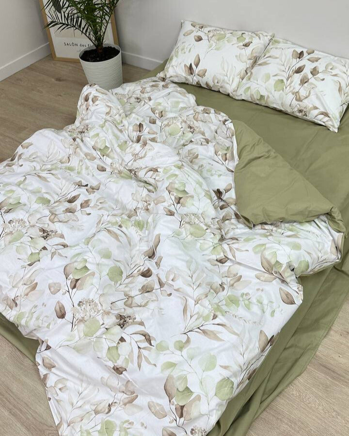 Premium Ranforce Cotton Bedding Set – Olive Garden