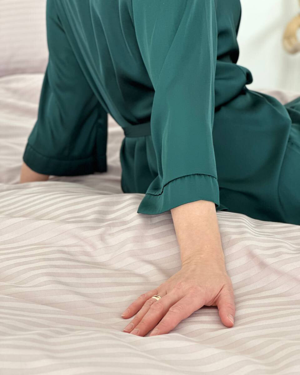 Premium Striped Sateen Bedding Set – Dusty Blush