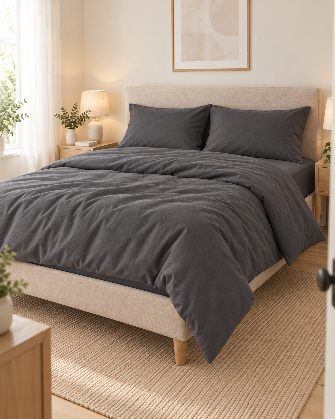Pure Brushed Cotton Bedding Set – Graphite