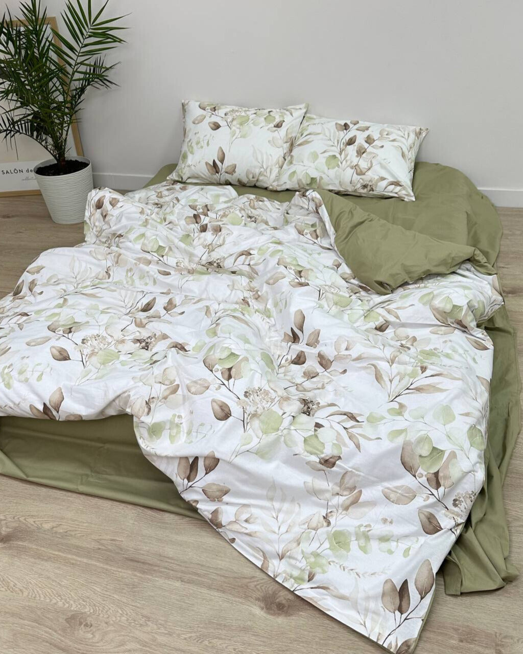 Premium Ranforce Cotton Bedding Set – Olive Garden
