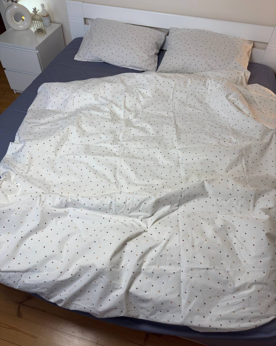 Premium Ranforce Cotton Bedding Set – Heartfall Mist