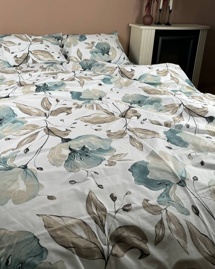 Premium Ranforce Cotton Bedding Set – Aqua Bloom