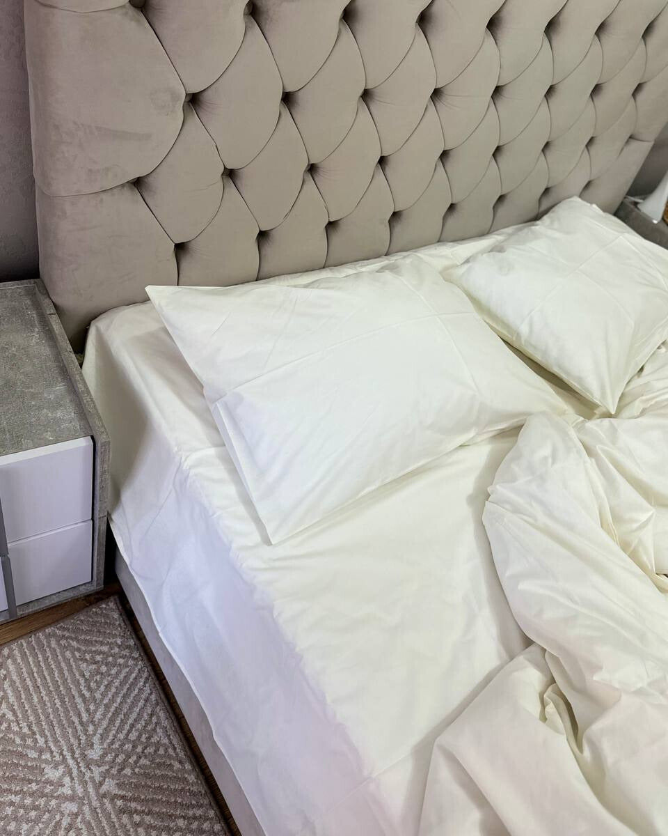 Premium Ranforce Cotton Bedding Set – Soft Ivory