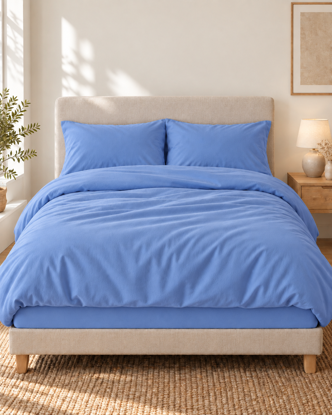Pure Brushed Cotton Sky Blue bedding