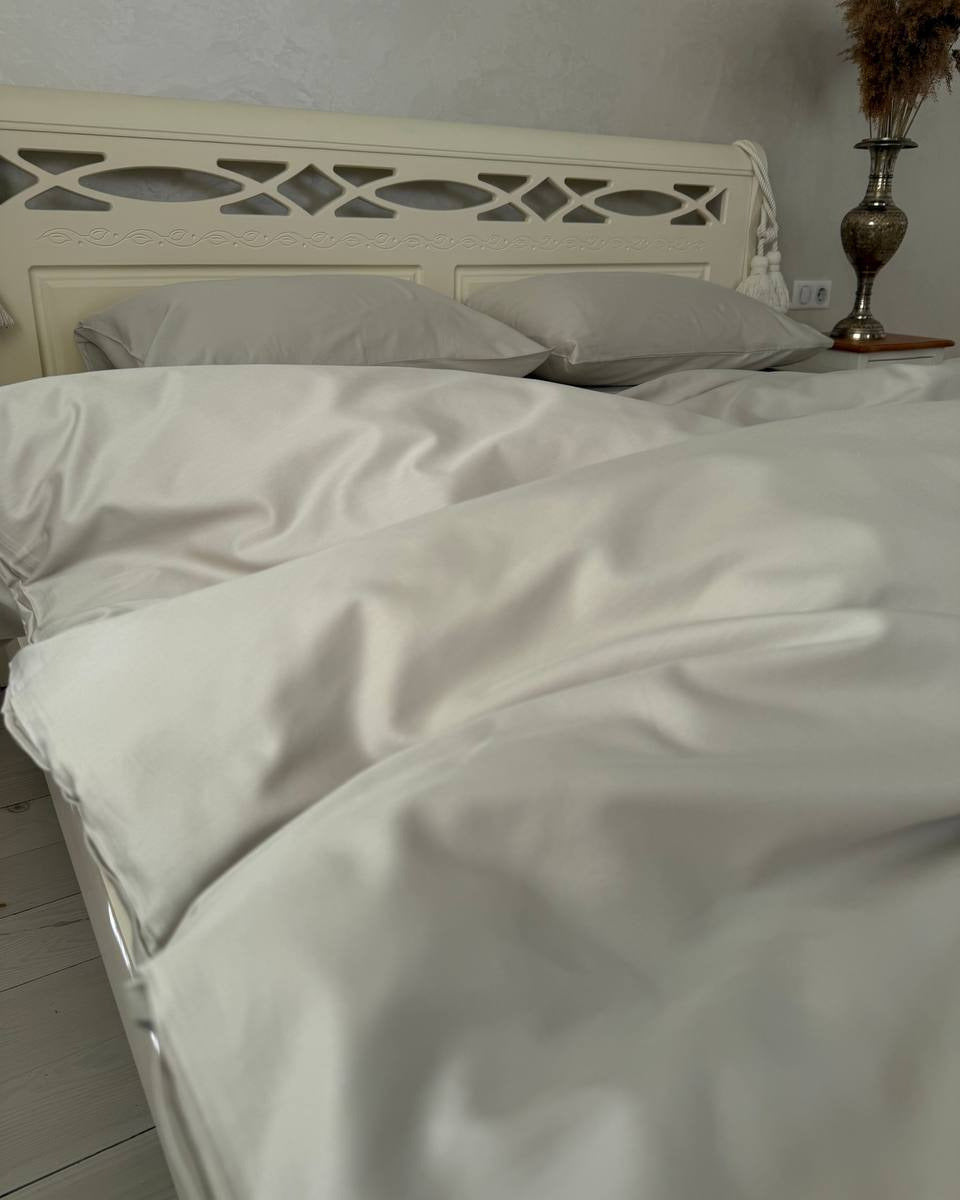 Luxury Cotton Sateen Bedding Set – Pure Ivory