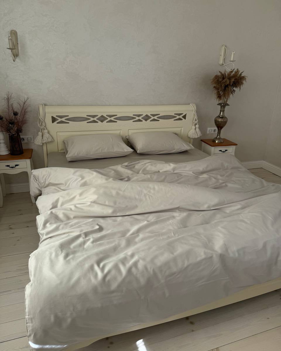 Luxury Cotton Sateen Bedding Set – Pure Ivory