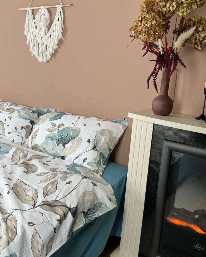 Premium Ranforce Cotton Bedding Set – Aqua Bloom