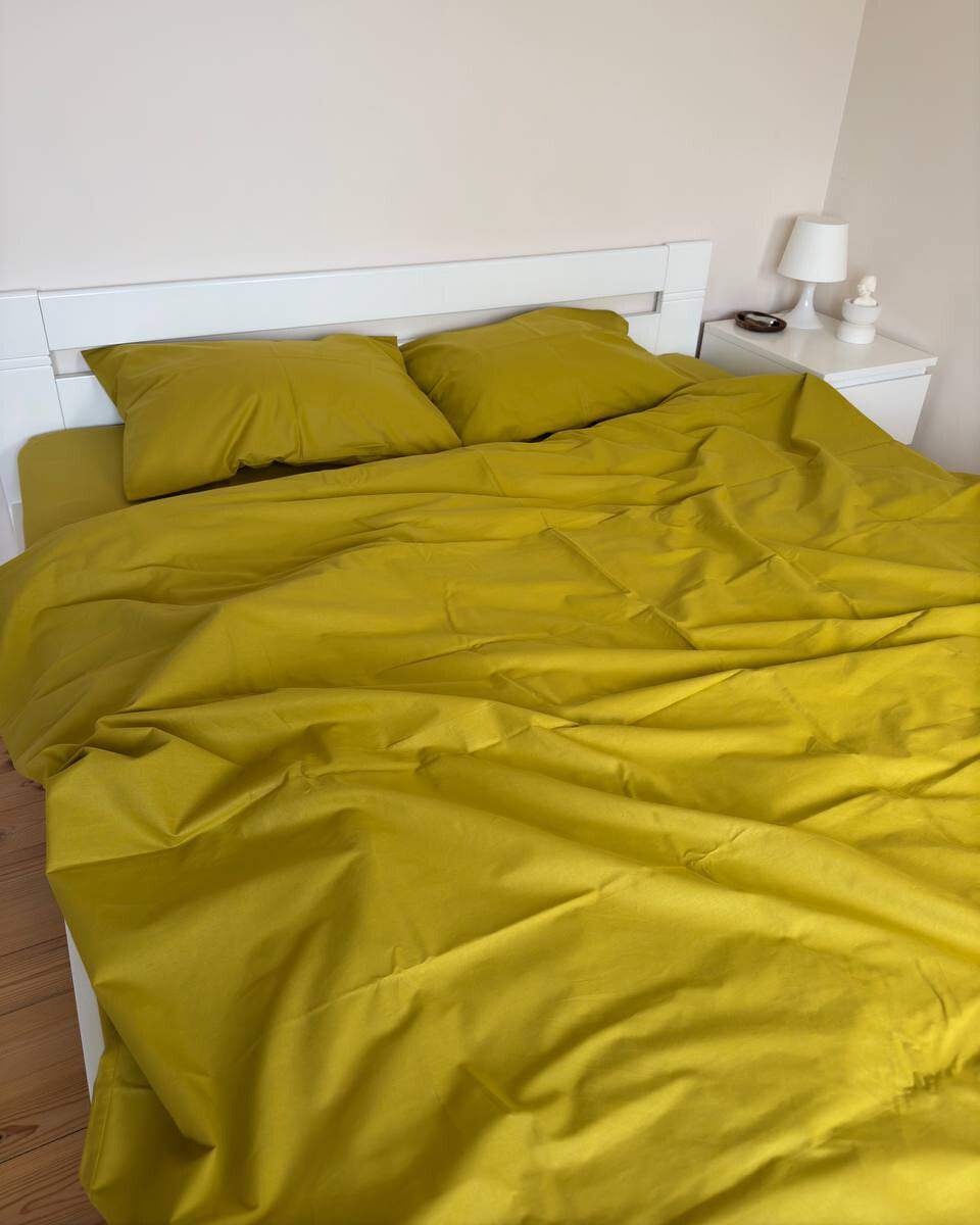 Premium Ranforce Cotton Bedding Set – Mustard Harmony