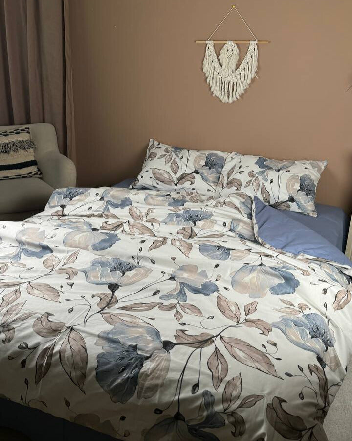 Premium Ranforce Cotton Bedding Set – Blue Garden