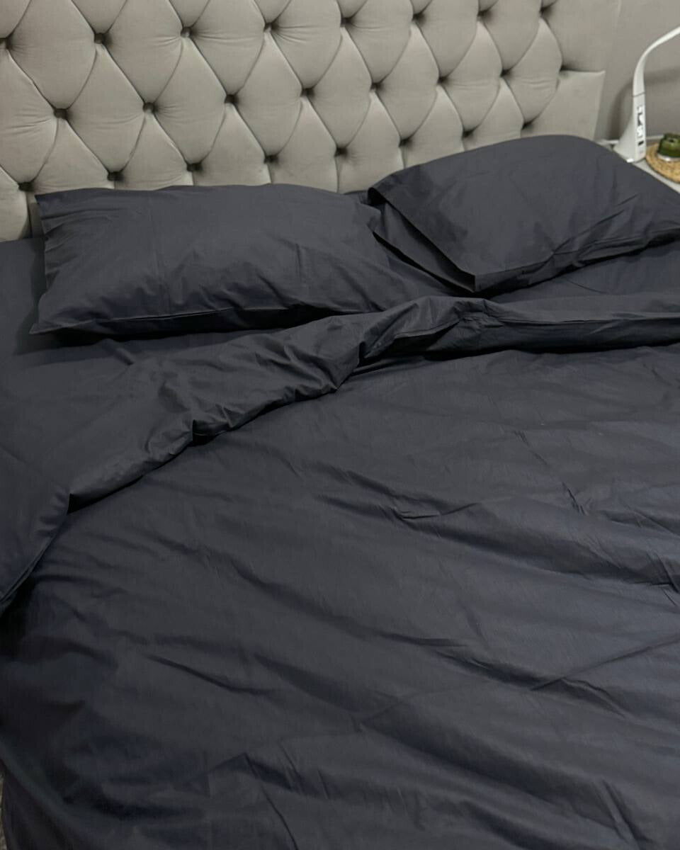 Premium Ranforce Cotton Bedding Set – Deep Charcoal