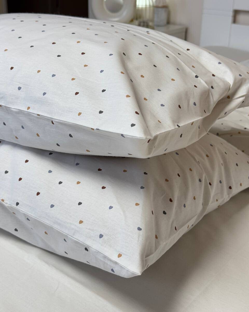 Premium Ranforce Cotton Bedding Set – Heartfall Cream