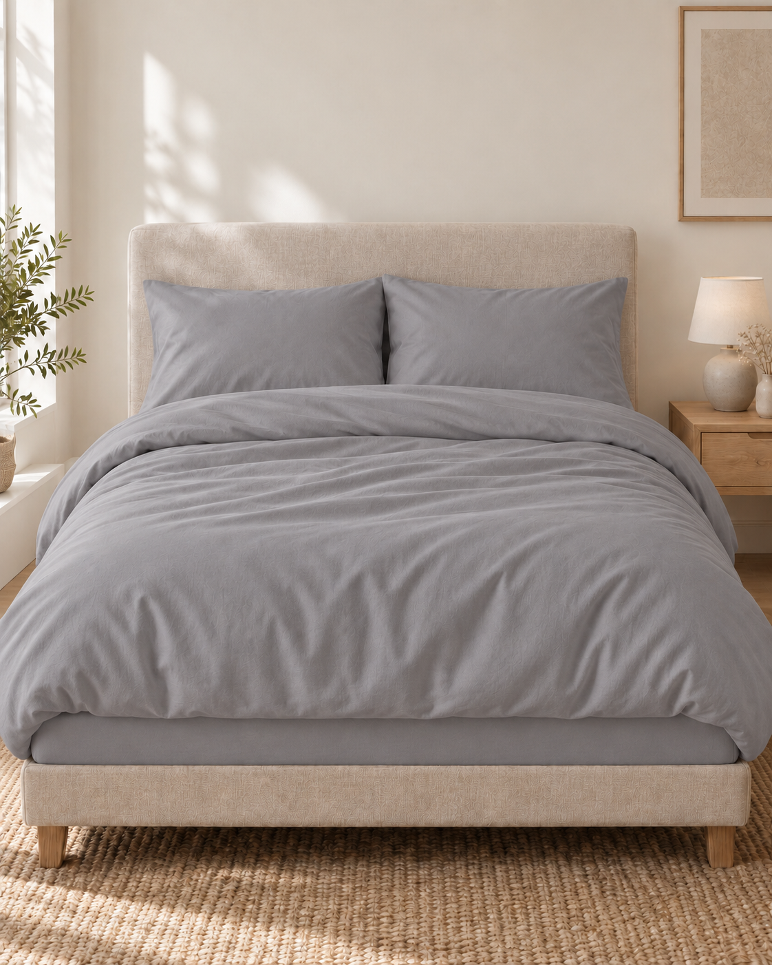 Pure Brushed Cotton Soft Grey bedding