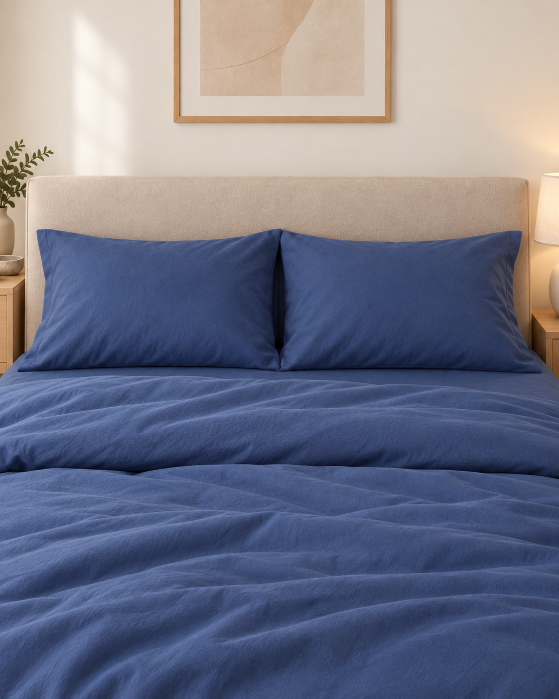 Pure Brushed Cotton Bedding Set – Denim Blue