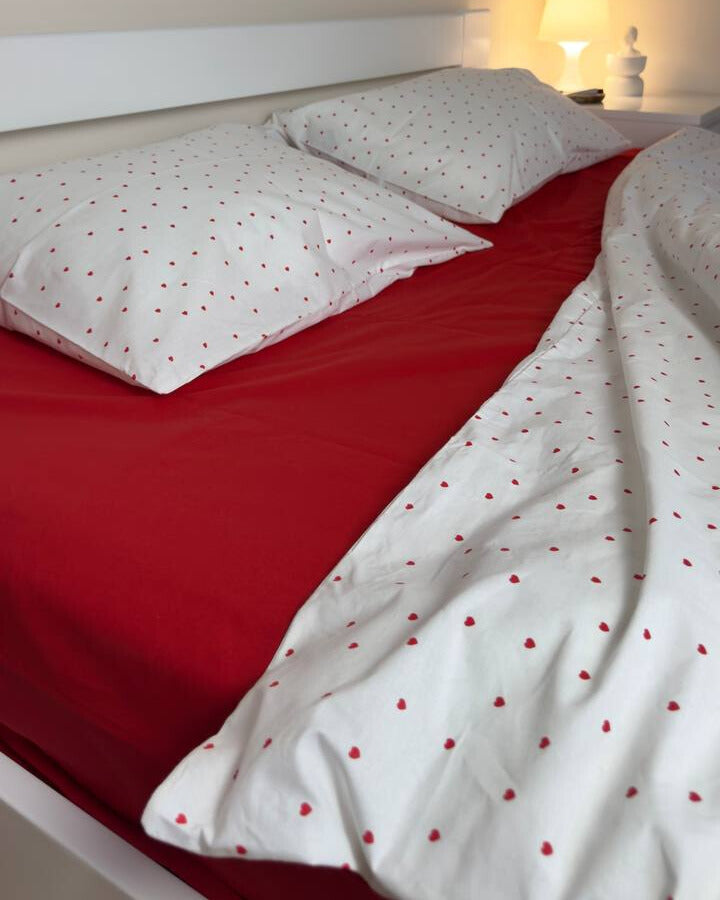 Premium Ranforce Cotton Bedding Set – Sweetheart Red