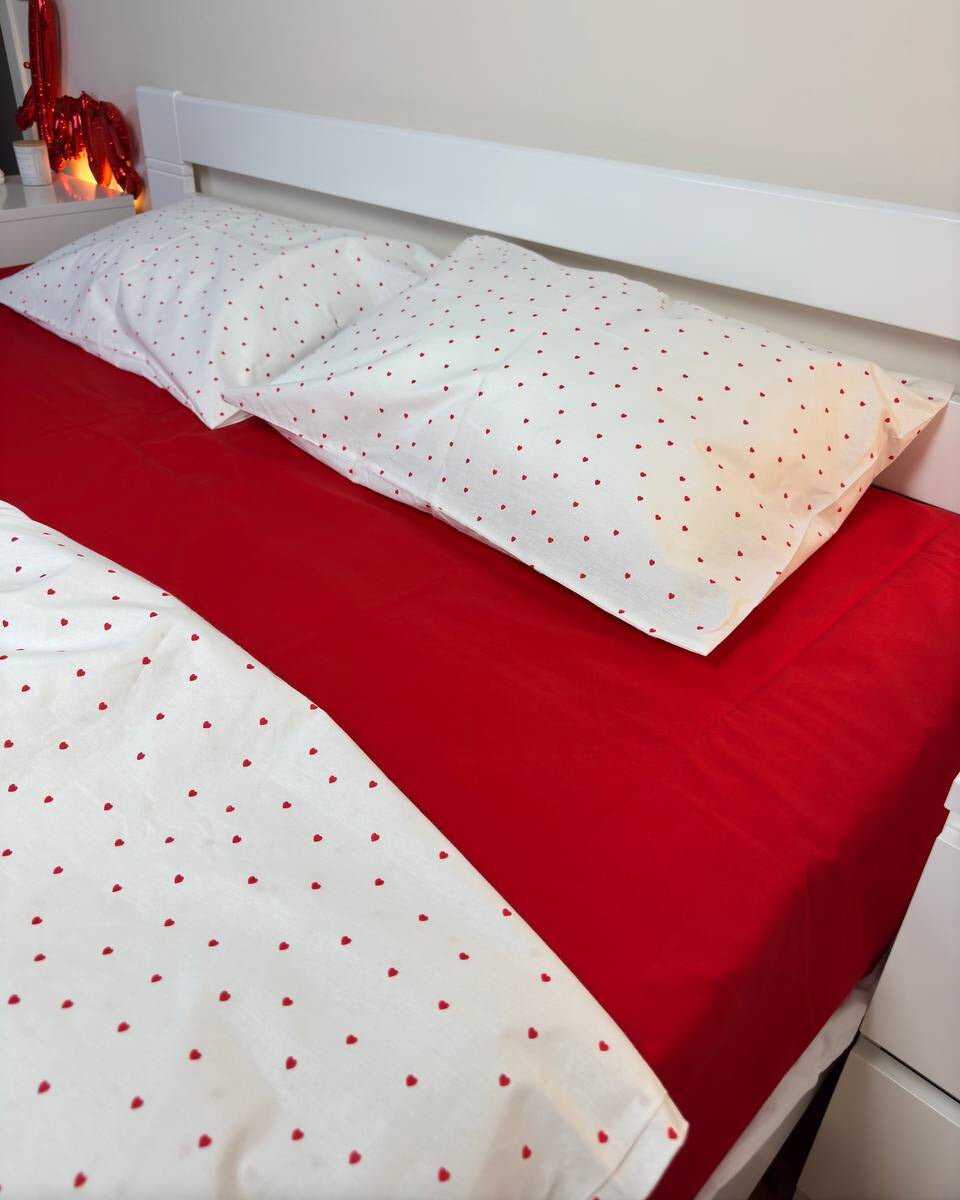 Premium Ranforce Cotton Bedding Set – Sweetheart Red