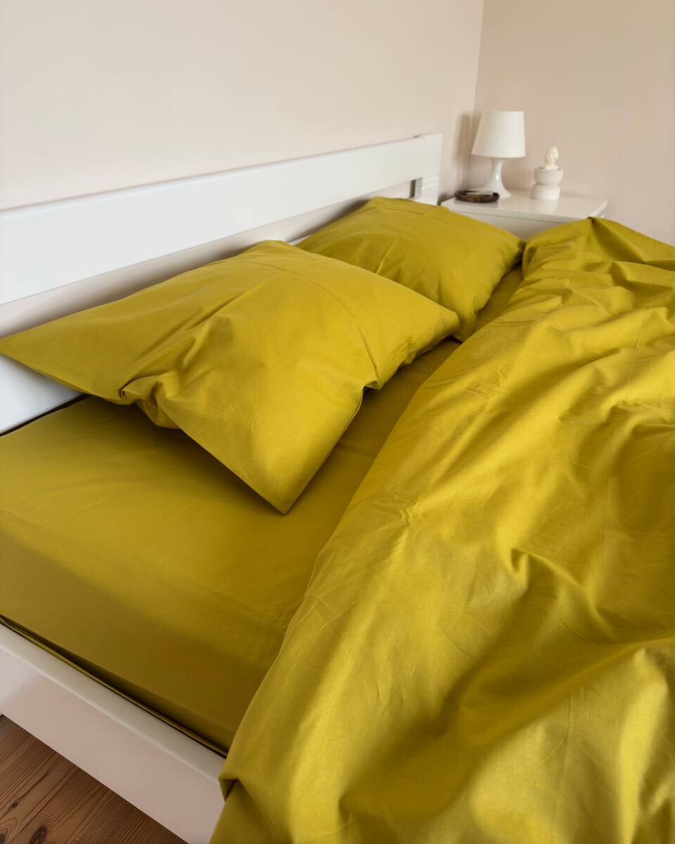 Premium Ranforce Cotton Bedding Set – Mustard Harmony