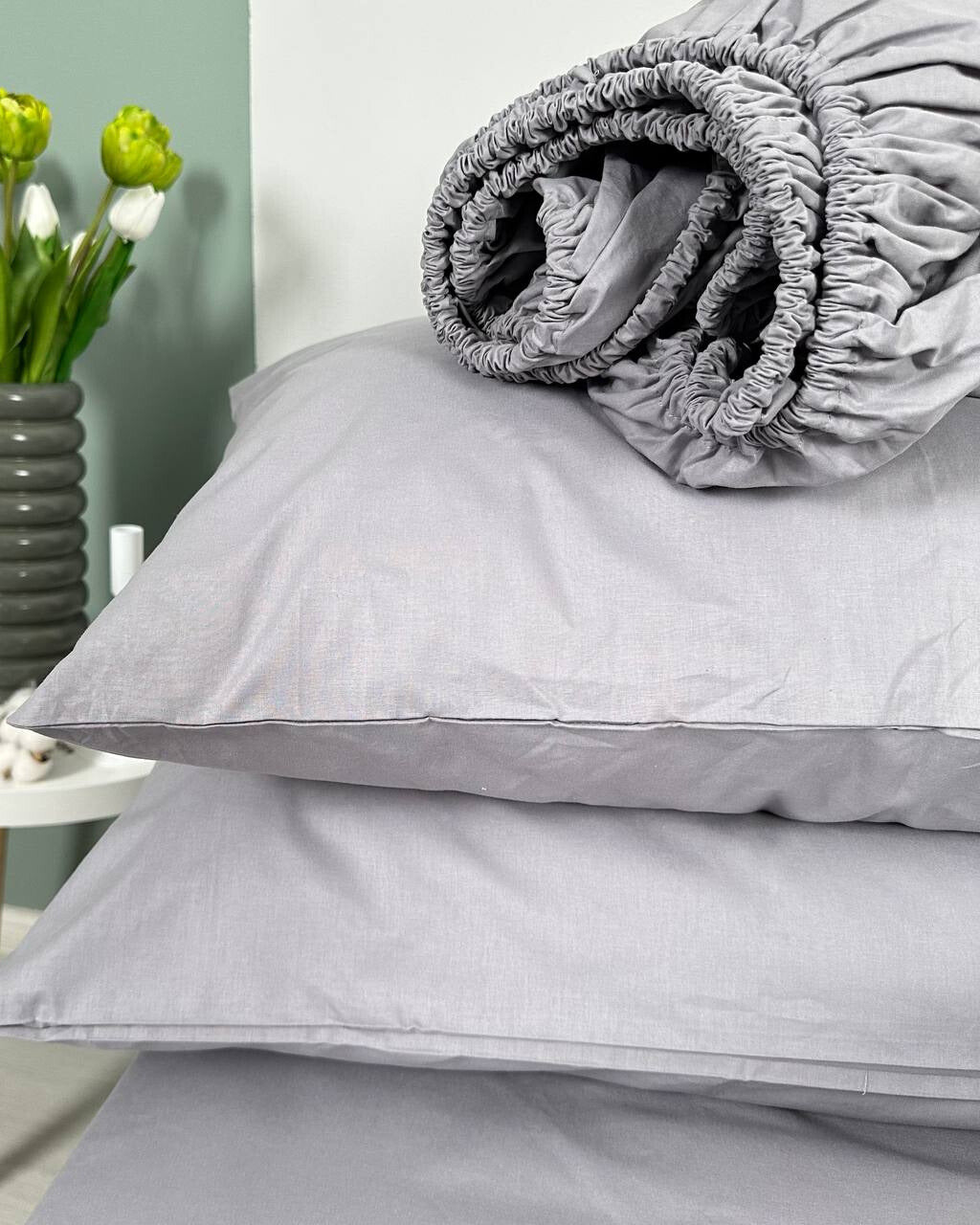 Premium Ranforce Cotton Bedding Set – Stone Grey