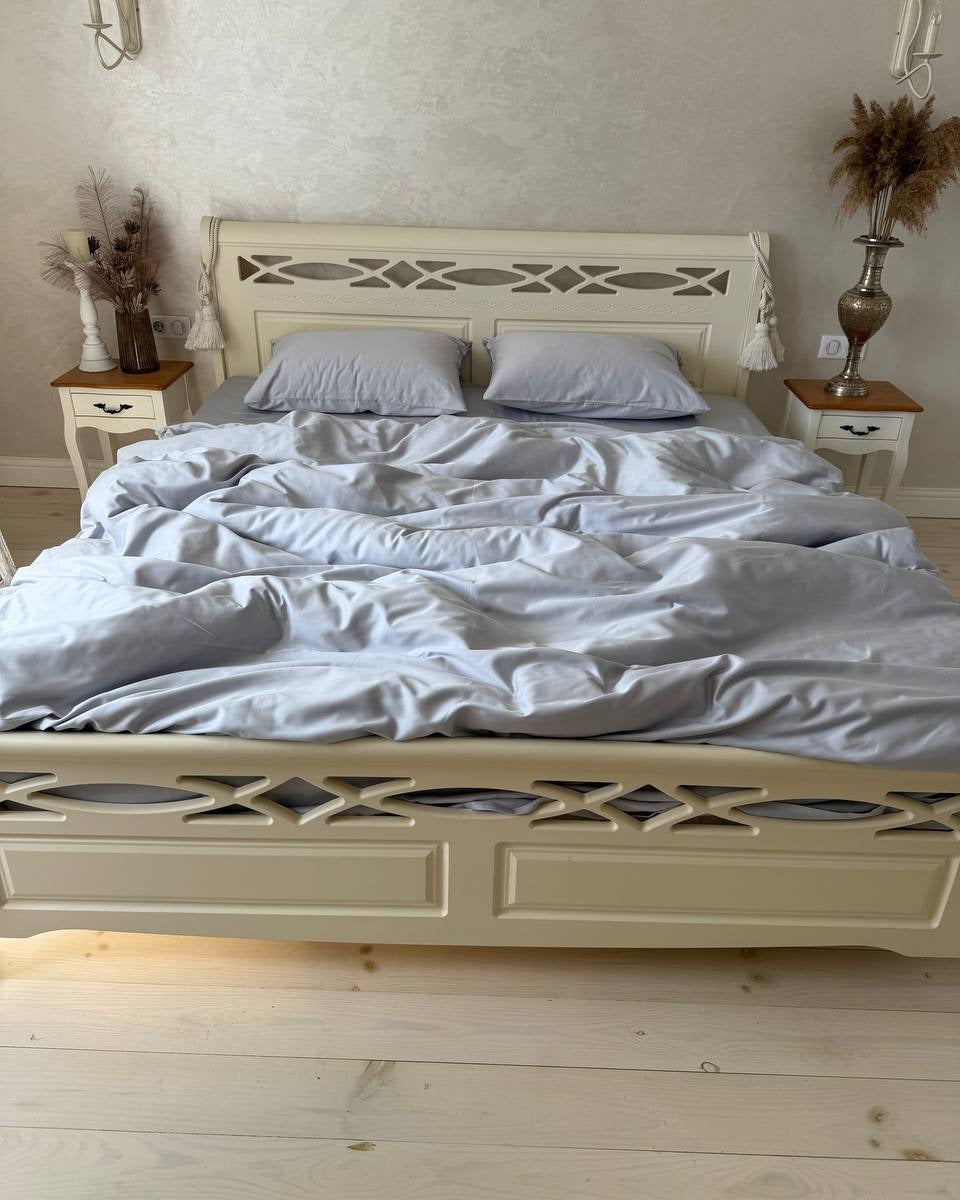 Luxury Cotton Sateen Bedding Set – Silver Mist