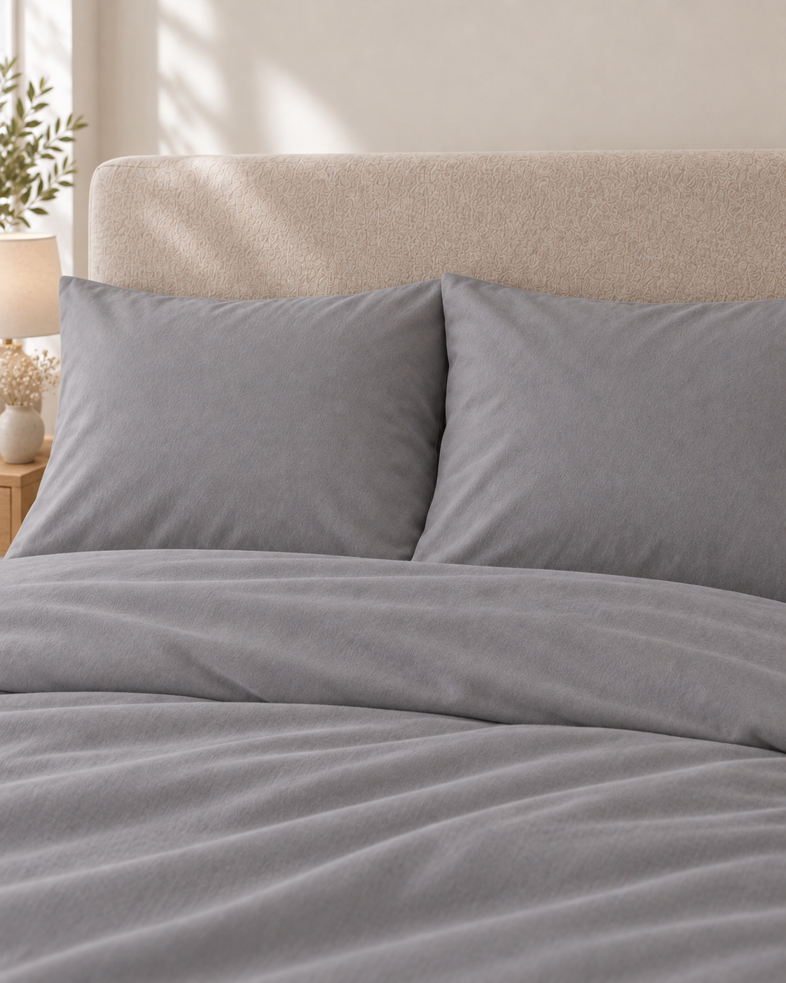 Pure Brushed Cotton Bedding Set – Soft Grey