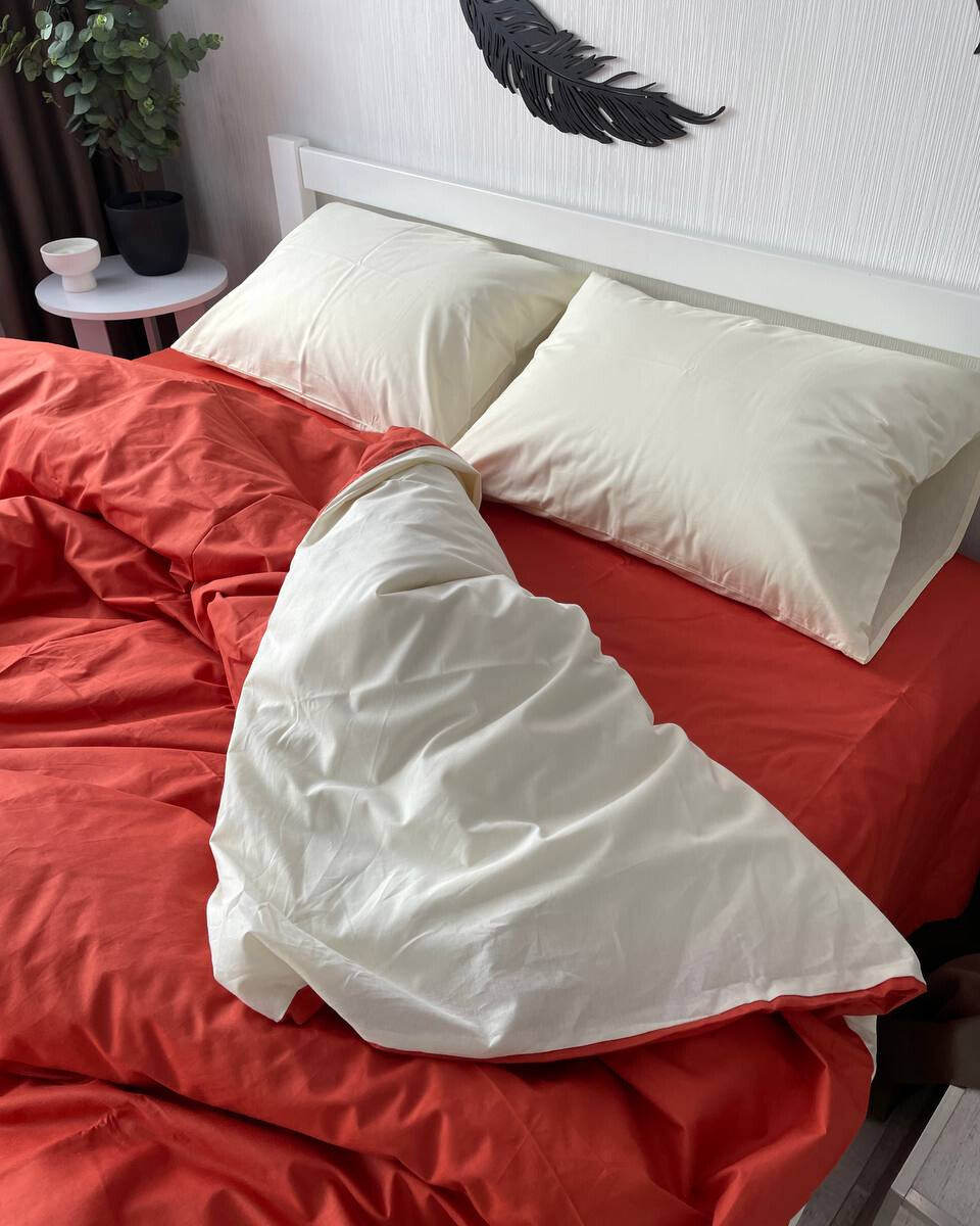 Premium Ranforce Cotton Bedding Set – Sunset Cream