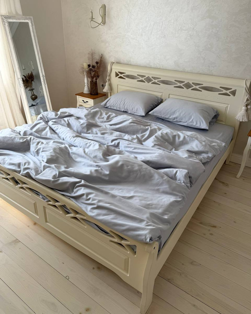 Luxury Cotton Sateen Bedding Set – Silver Mist