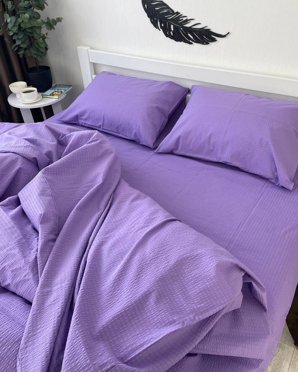 Premium Seersucker Cotton Bedding Set – Lavender Dream