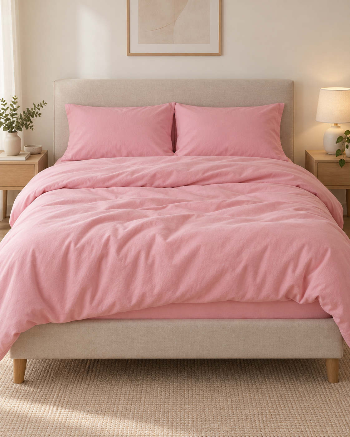 Pure Brushed Cotton Blush Pink bedding