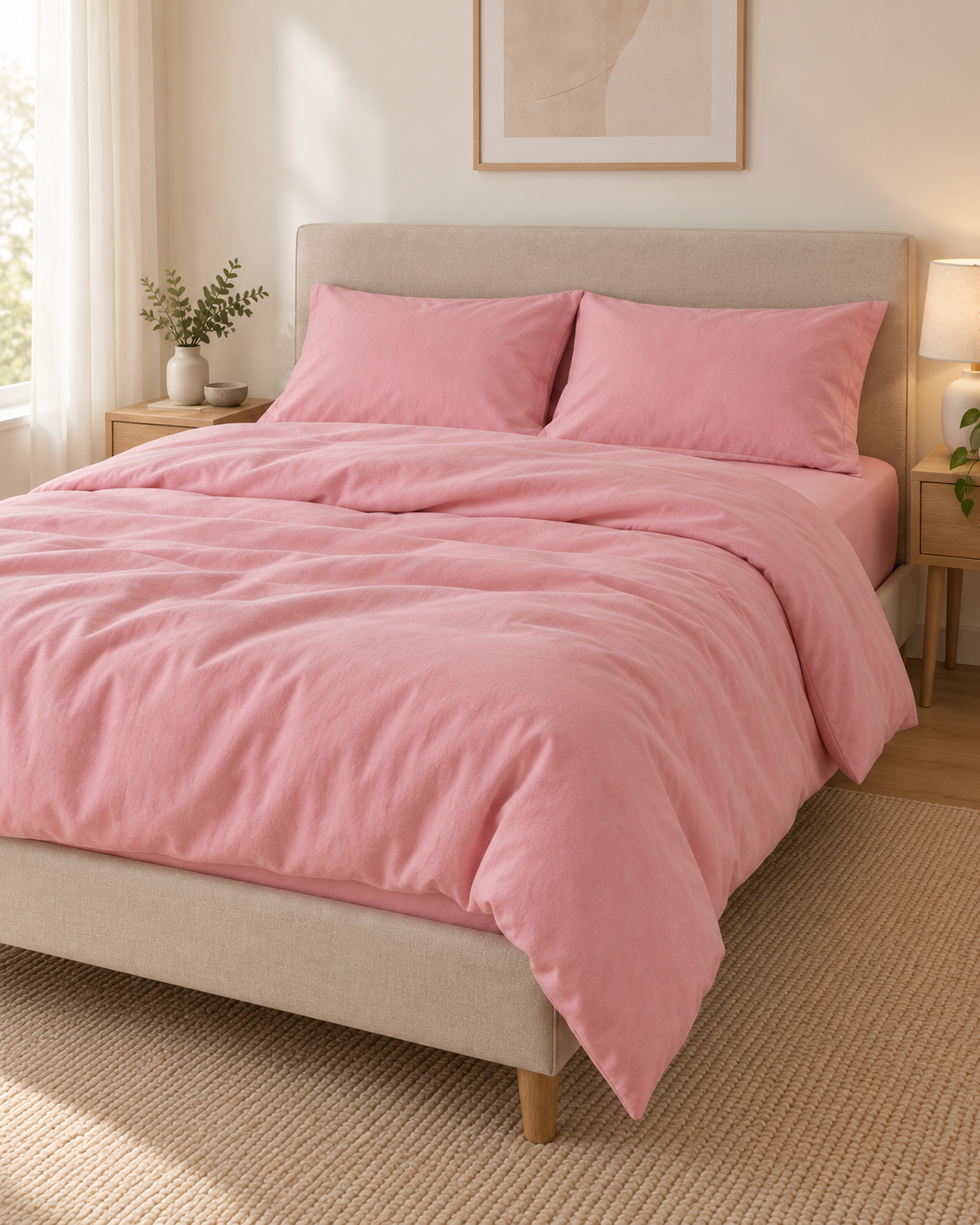 Pure Brushed Cotton Bedding Set – Blush Pink