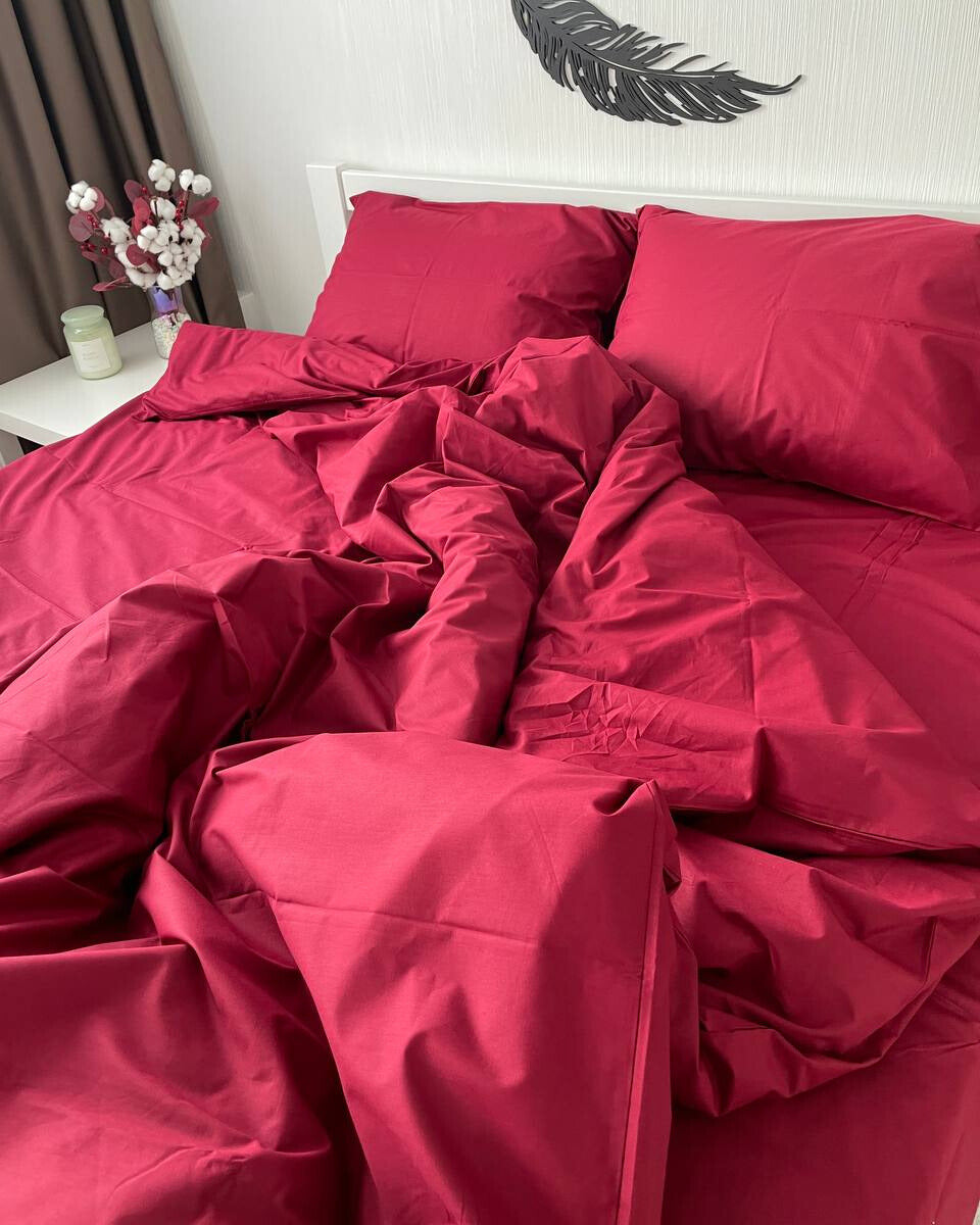 Ranforce Cotton Bedding Set – Burgundy Elegance