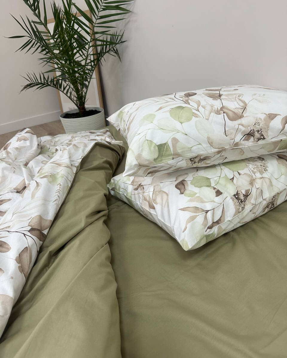 Premium Ranforce Cotton Bedding Set – Olive Garden