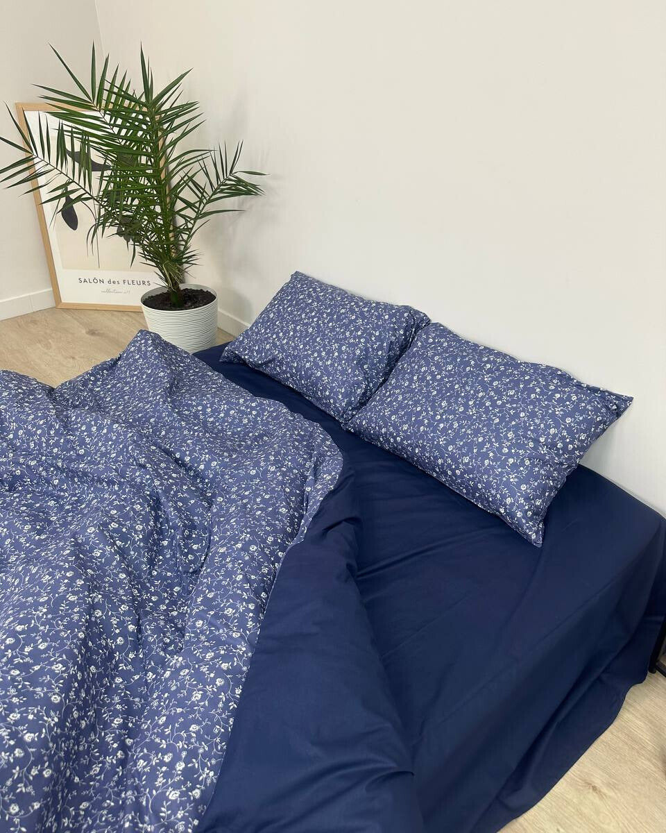 Premium Ranforce Cotton Bedding Set – Midnight Blossoms