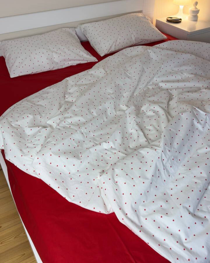 Premium Ranforce Cotton Bedding Set – Sweetheart Red