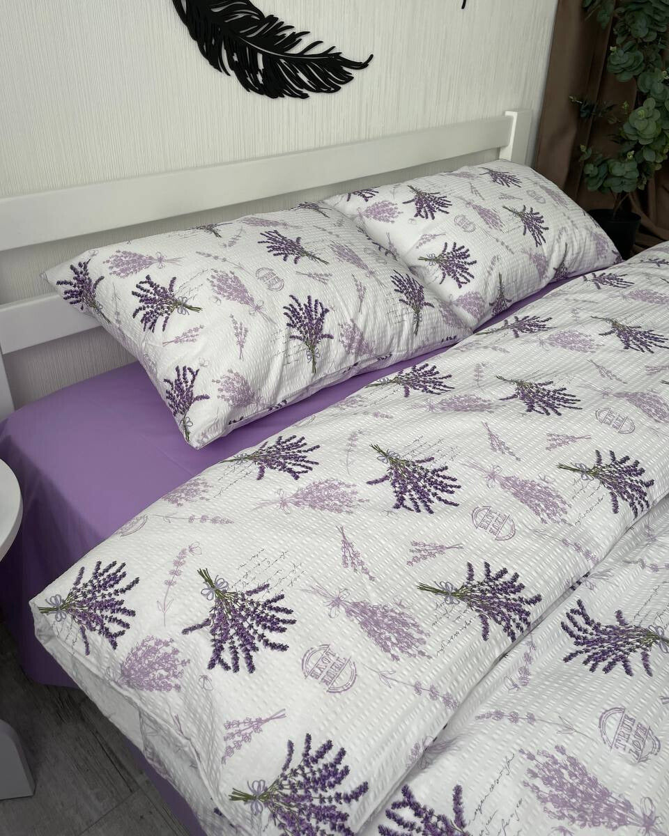 Premium Ranforce Seersucker Bedding Set – Lavender Breeze