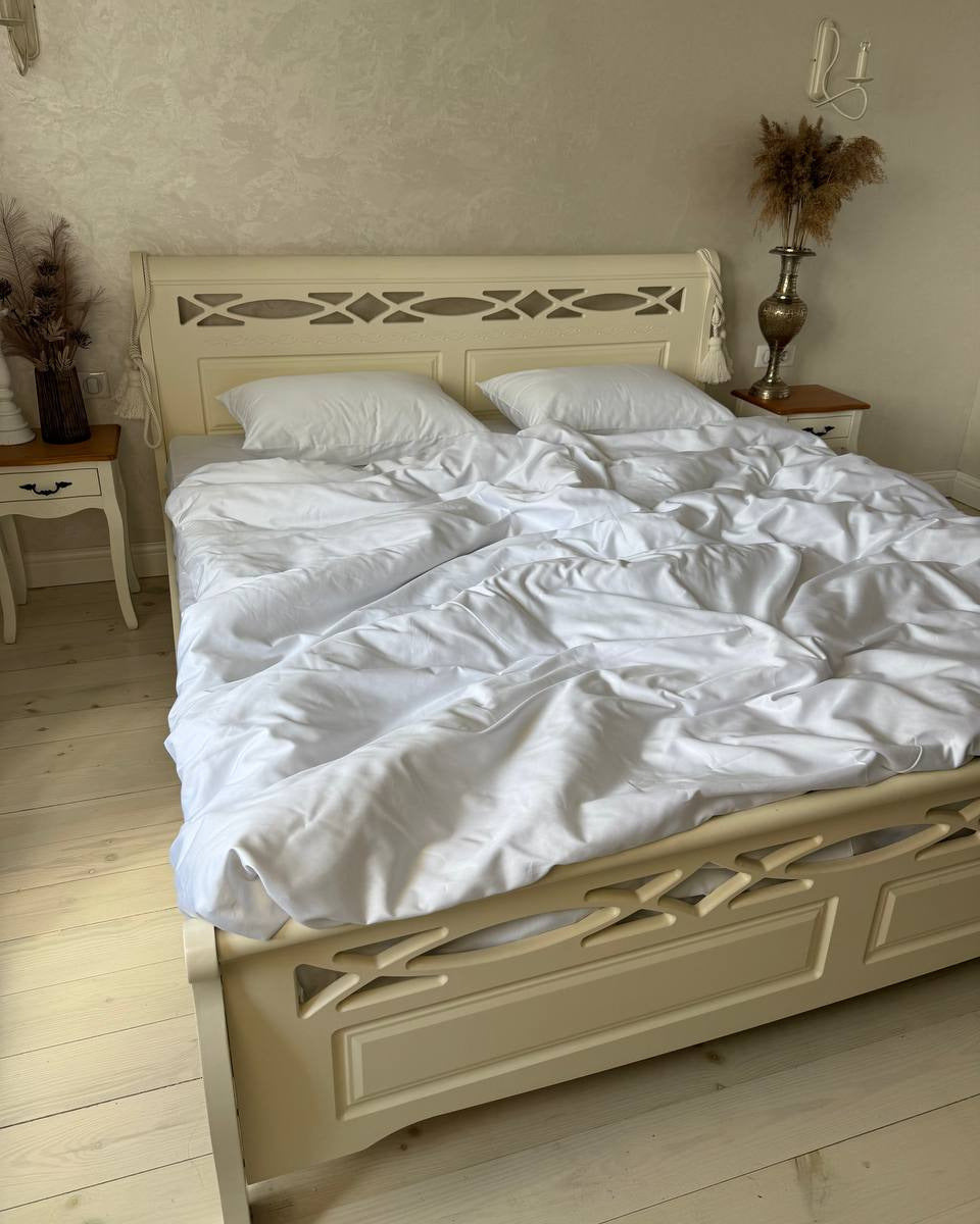 Luxury Cotton Sateen Bedding Set – Pure White