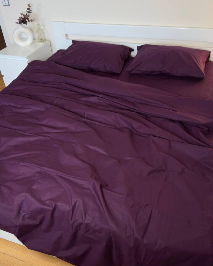 Ranforce Cotton Bedding Set – Deep Plum Elegance