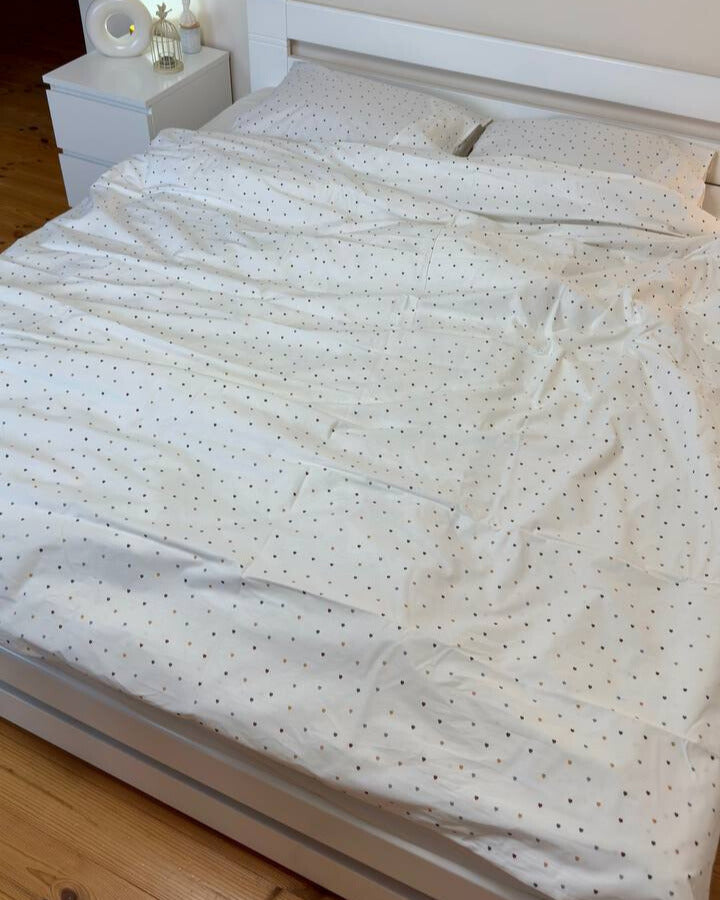 Premium Ranforce Cotton Bedding Set – Heartfall Cream