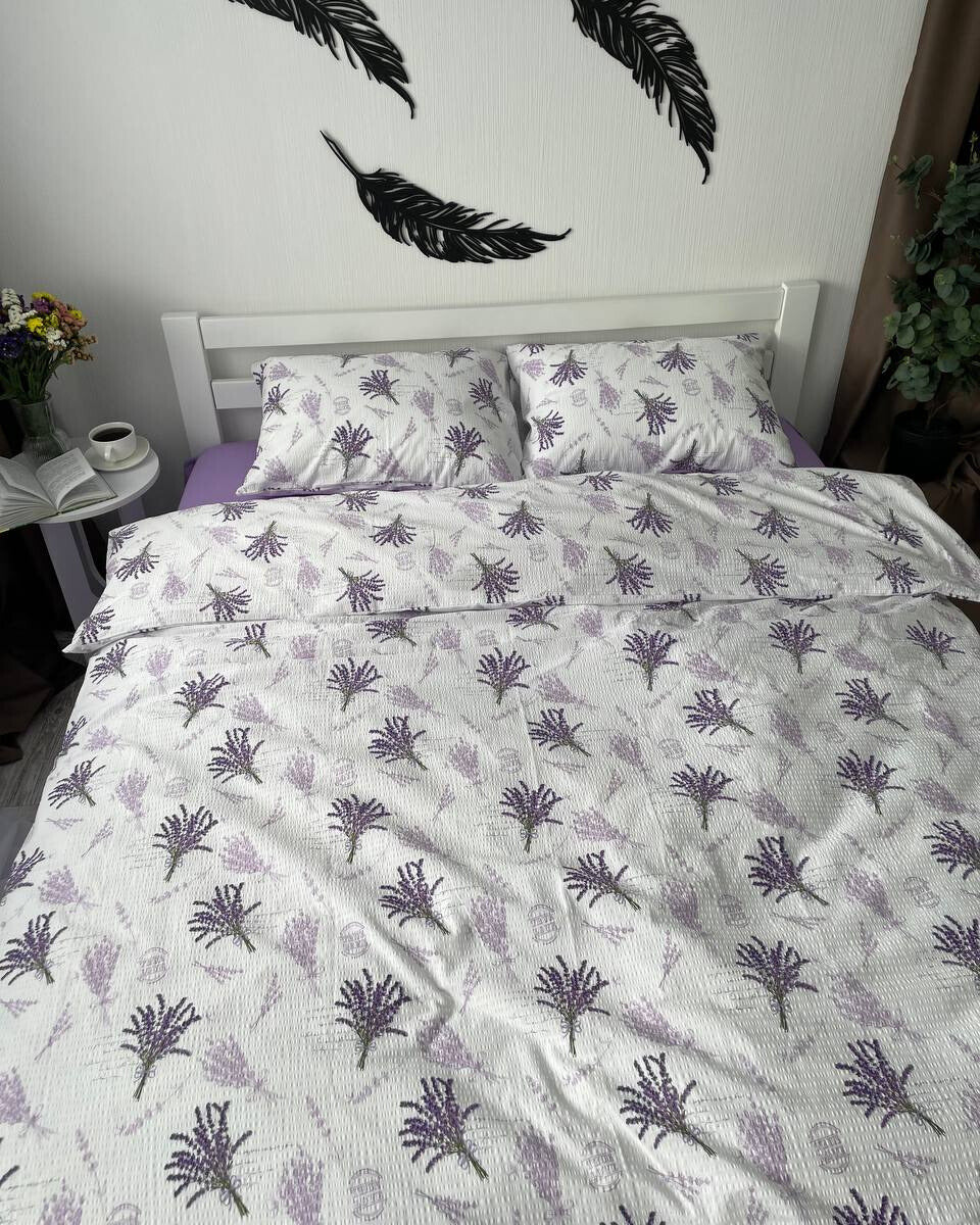 Premium Ranforce Seersucker Bedding Set – Lavender Breeze