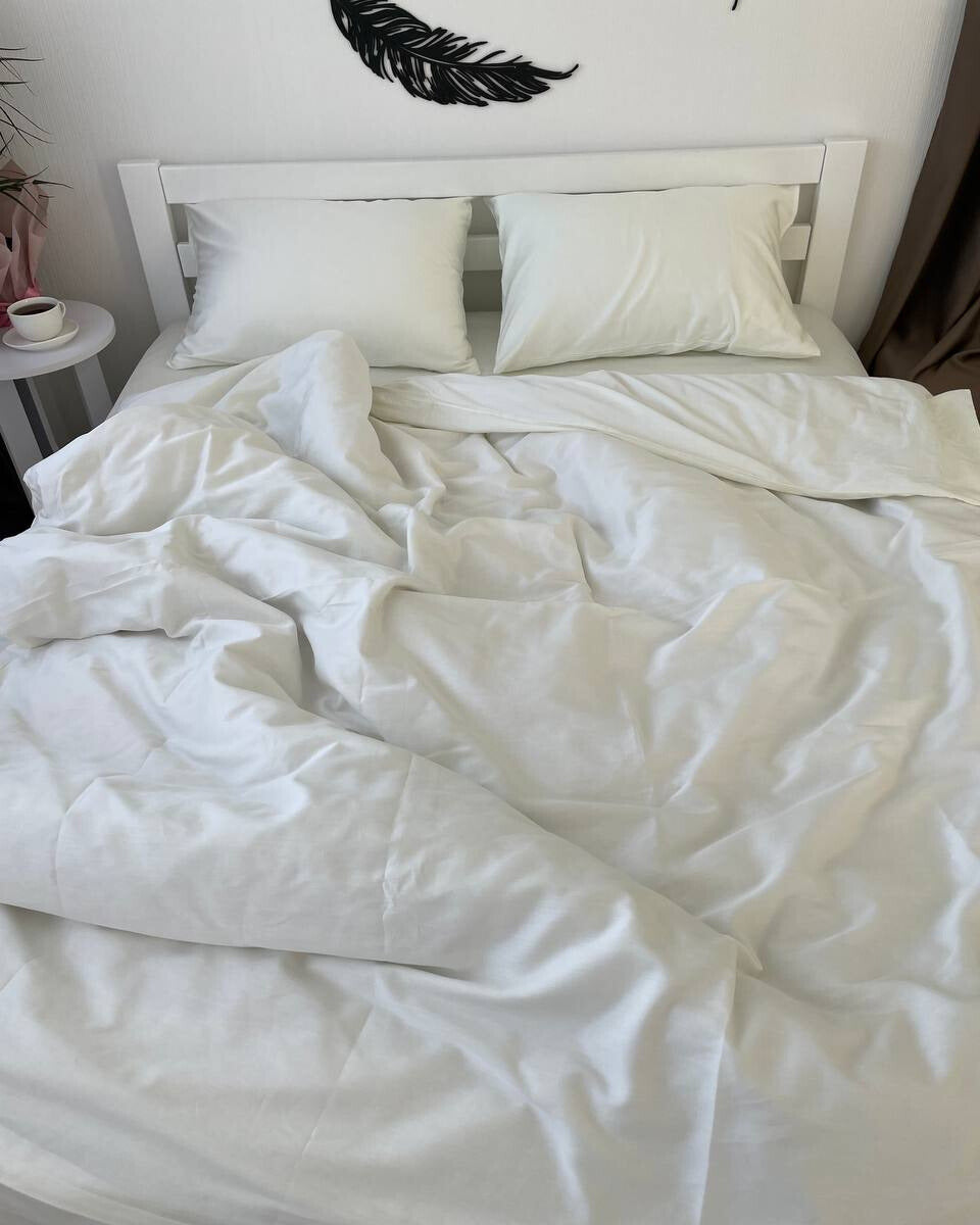 Luxury Cotton Sateen Bedding Set – Pure White