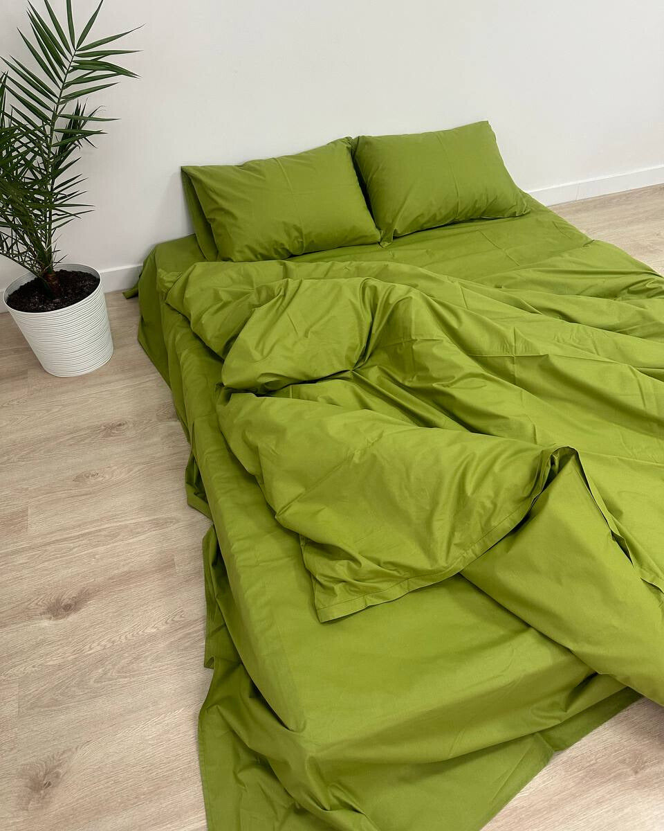 Premium Ranforce Cotton Bedding Set – Olive Harmony