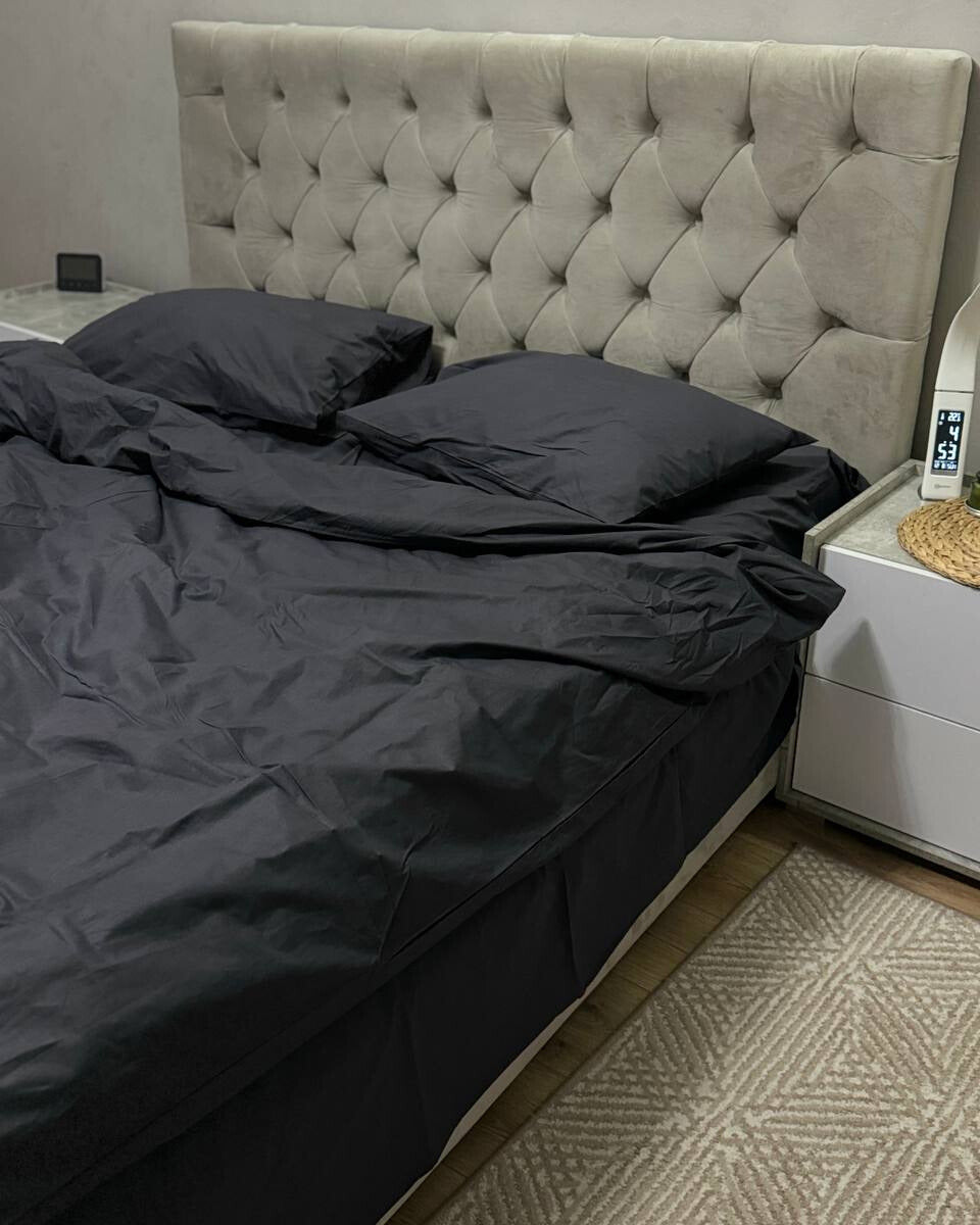 Premium Ranforce Cotton Bedding Set – Deep Charcoal