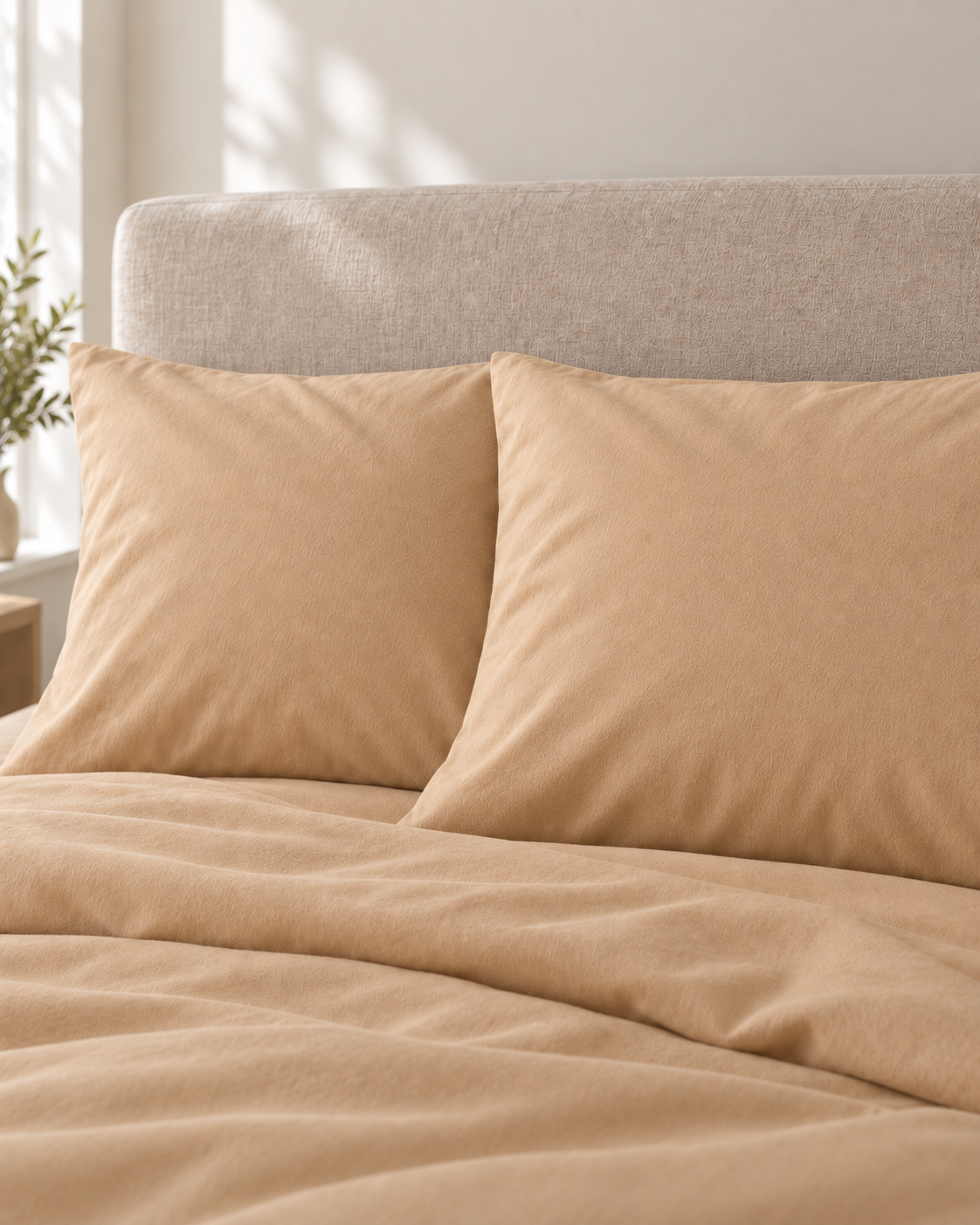 Pure Brushed Cotton Bedding Set – Warm Beige