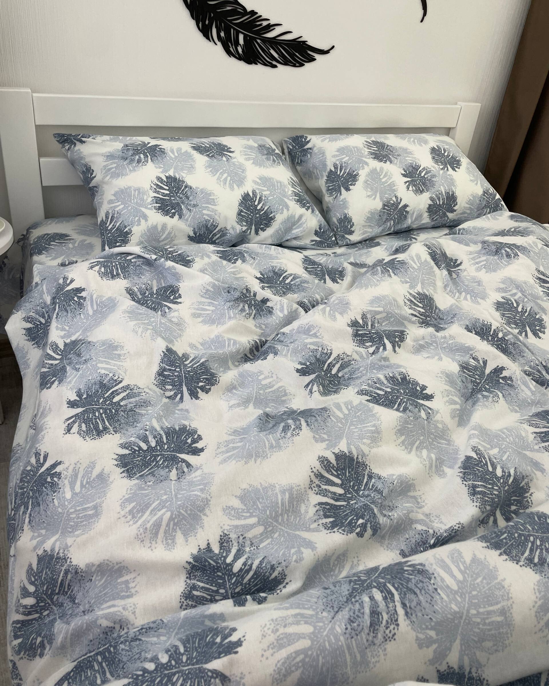 Premium Flannel Bedding Set - Monstera Blue